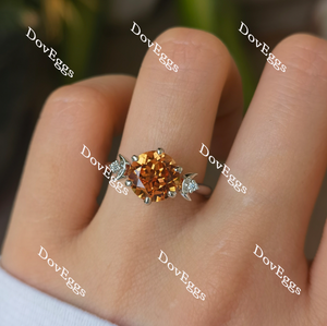 Doveggs half moon three-stone colored moissanite & colored gem ring