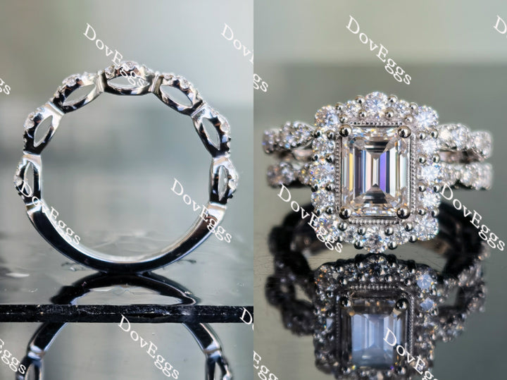 Doveggs round art deco moissanite/lab diamond wedding band-2.2mm band width