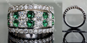 Doveggs round channel set moissanite/lab grown diamond & colored gem wedding band-6.5mm band width