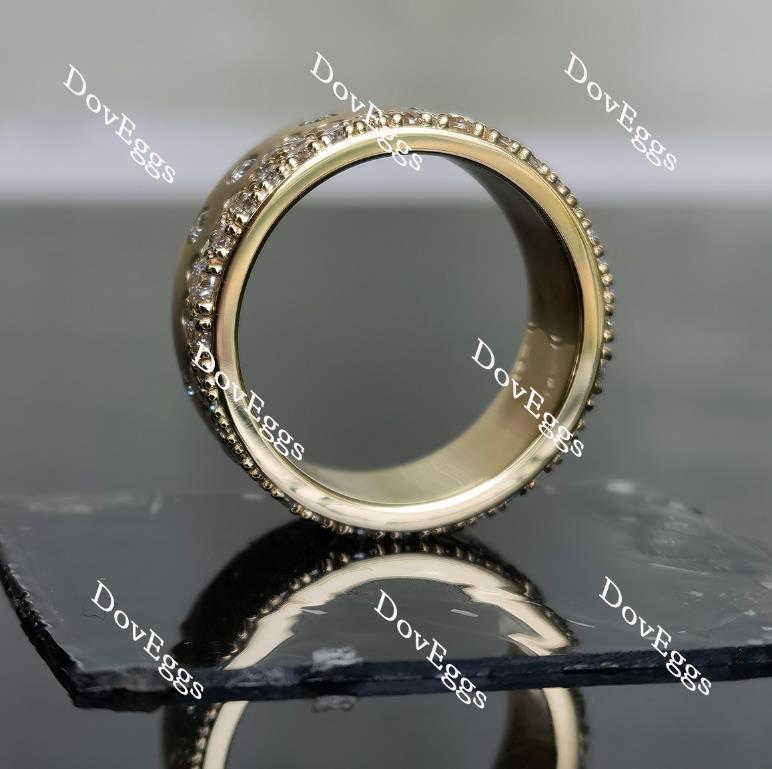 Doveggs round full eternity textured/without textured moissanite/lab grown diamond wedding band-8mm band width
