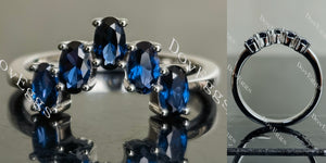 Doveggs oval five stones colored gem wedding band-2.3mm band width
