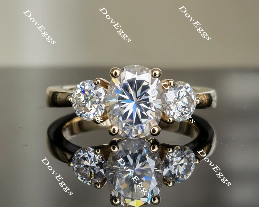 three-stone moissanite engagement ring