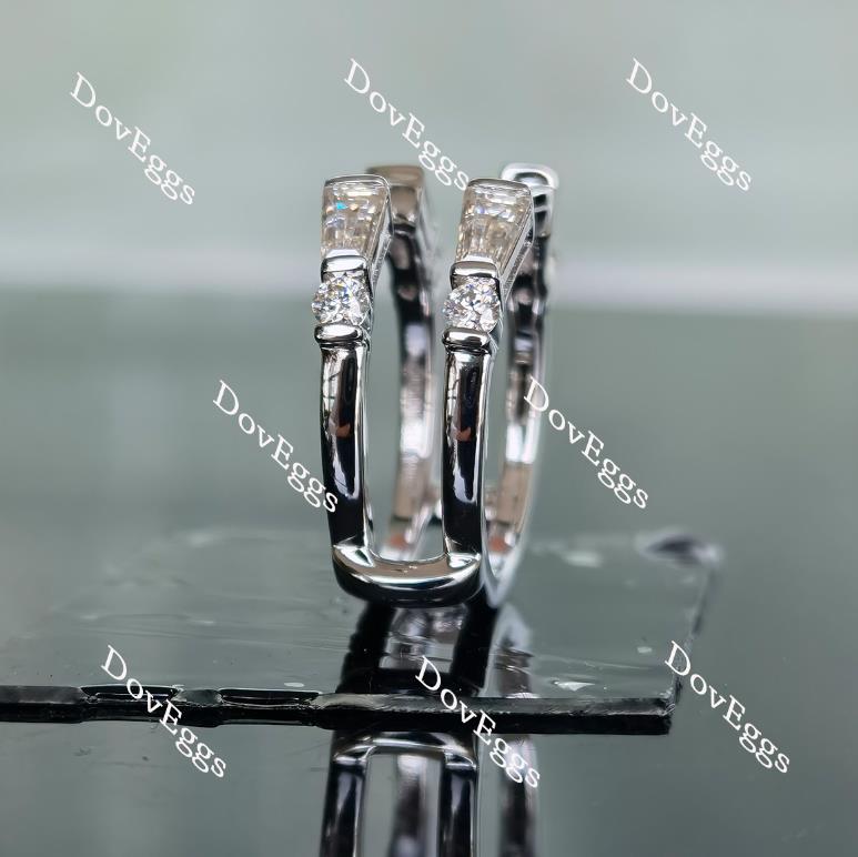 Doveggs round baguette moissanite/lab grown diamond enhancer/guard ring-6.6mm band width