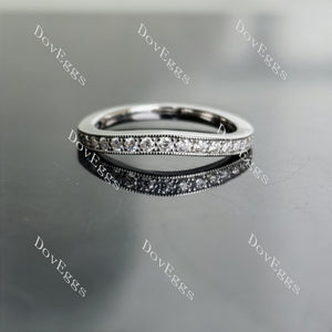 Doveggs round half eternity pave moissanite/lab grown diamond wedding band-1.9mm band width