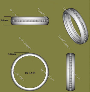 Doveggs round full eternity channel set moissanite/lab grown diamond wedding band-5.4mm band width