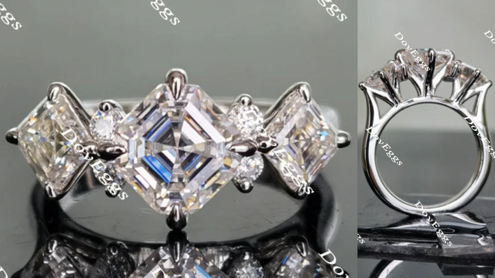 three stones moissanite engagement ring