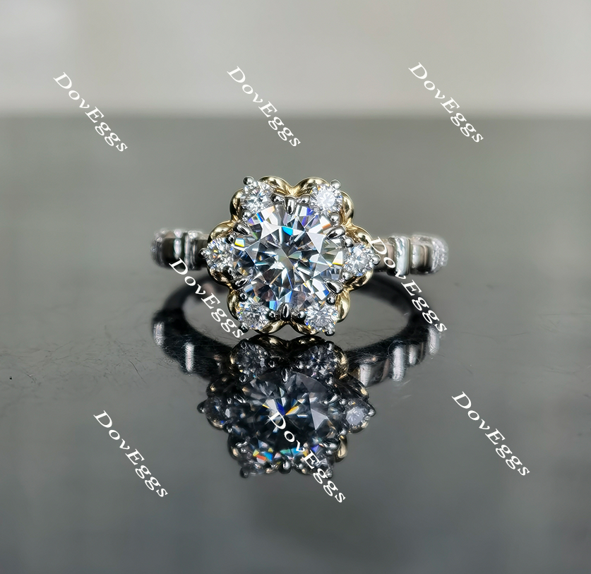 floral moissanite engagement ring