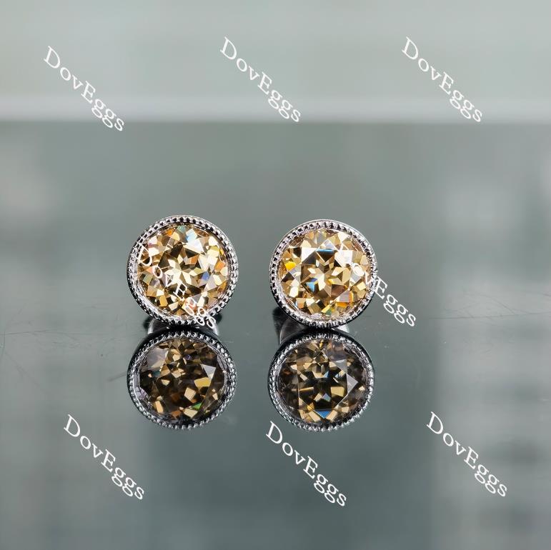 Doveggs solitaire champagne round moissanite stud earrings for women