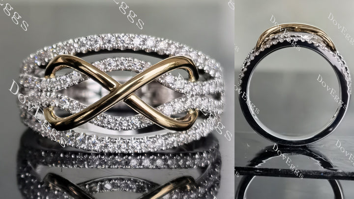 Doveggs knot half eternity pave moissanite/lab grown diamond wedding band-3.7mm band width - DovEggs-Seattle