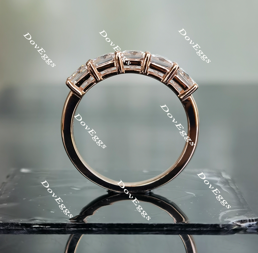 Doveggs Five stone radiant moissanite wedding band/moissanite ring-2.6mm band width