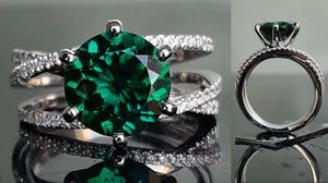 split shank zambia emerald colored gem engagement ring