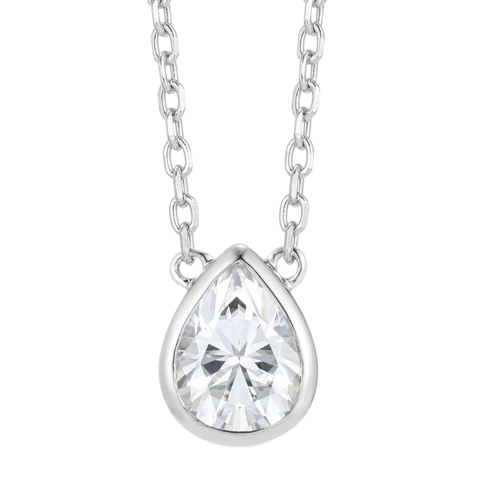 doveggs bezel 1.5 carat gh color moissanite pendant necklace in sterling silver