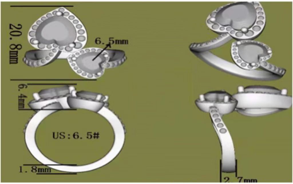 Two heart’s beat as one, in memory of Robert moissanite ring