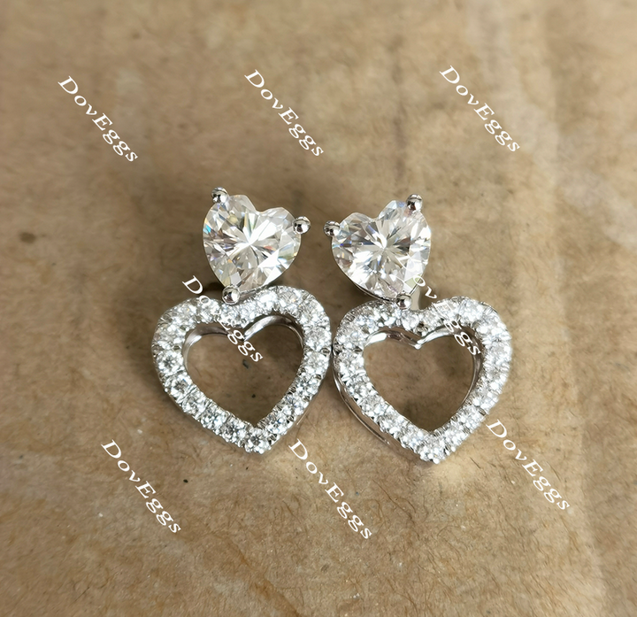 Doveggs heart halo moissanite earrings for women - DovEggs-Seattle