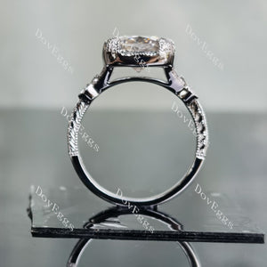 DovEggs cushion halo moissanite engagement ring