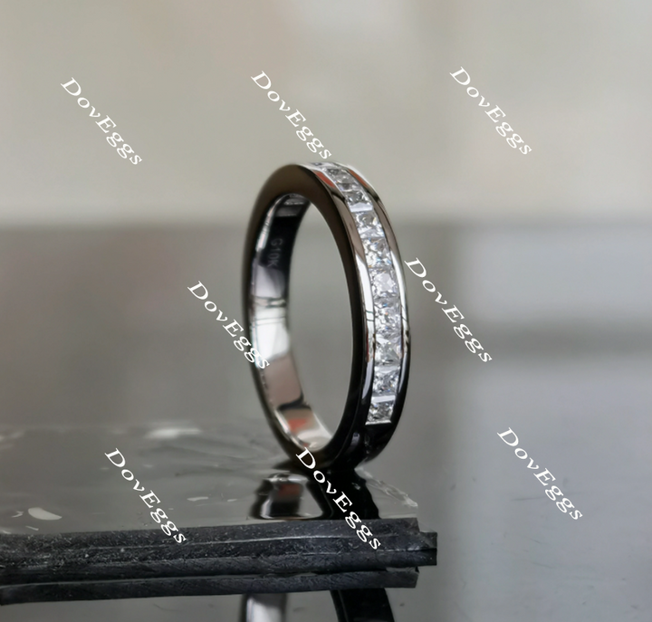 Doveggs princess channel set moissanite/lab grown diamond wedding band (wedding band only)-3mm band width - DovEggs-Seattle