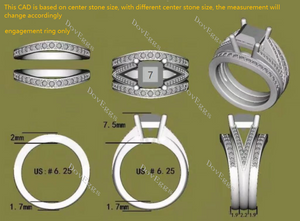 Doveggs princess split shank half eternity pave moissanite engagement ring (engagement ring only)