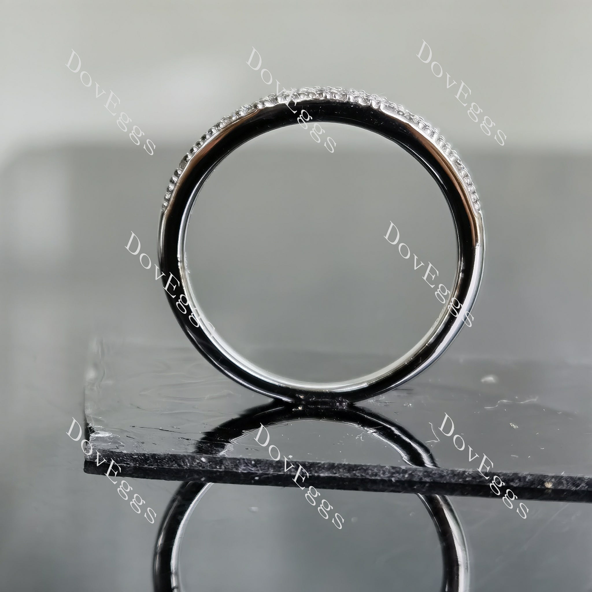 Doveggs round pave moissanite/lab grown diamond wedding band-2.0mm band width