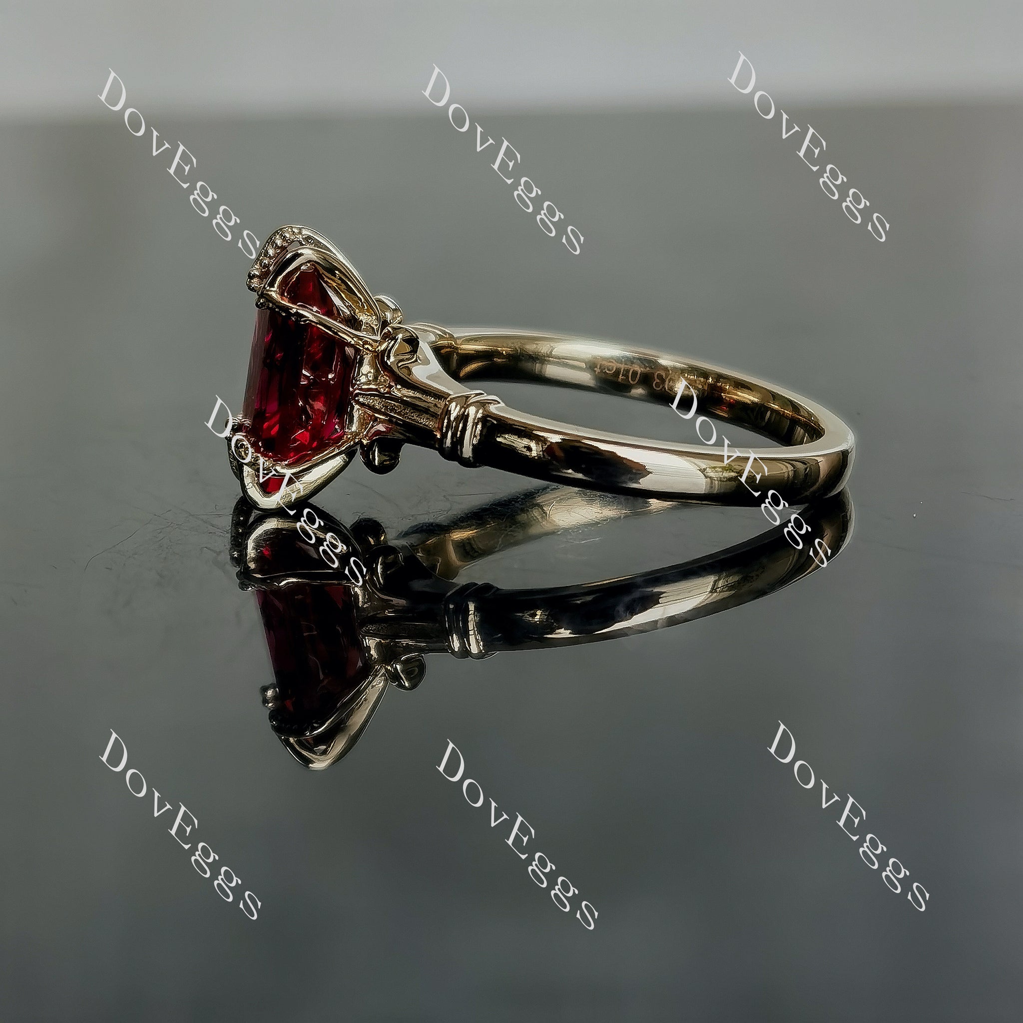 Doveggs radiant art deco solitaire colored gem engagement ring