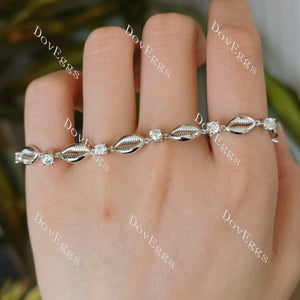 Doveggs round moissanite bracelet (18cm+5cm length extend chain )