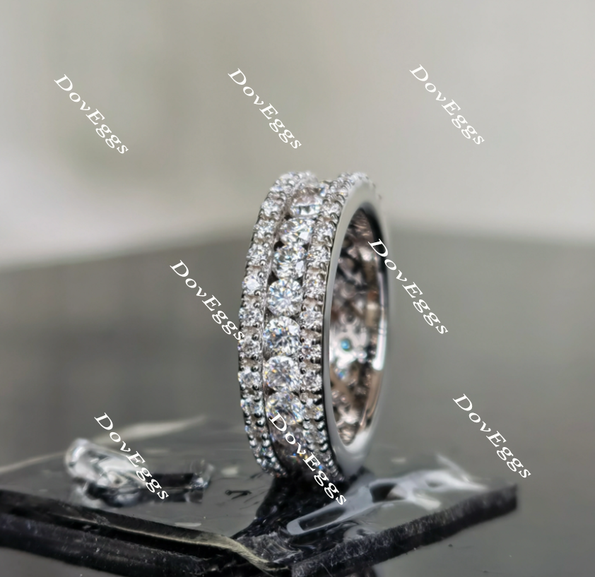 Doveggs round full eternity channel set moissanite/lab grown diamond wedding bands-5.5mm band width