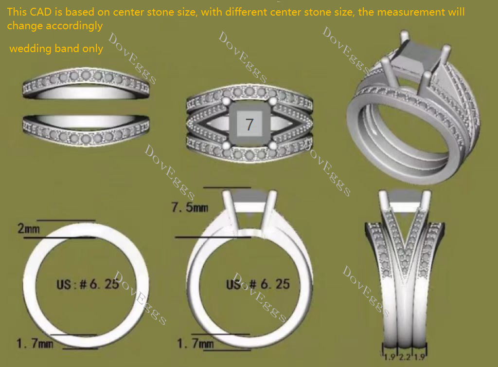 Doveggs round half eternity pave moissanite wedding band-1.9mm band width