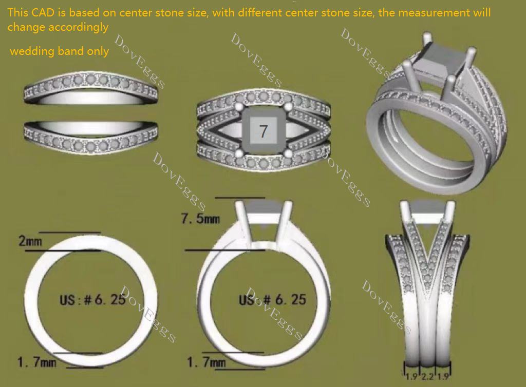 Doveggs round half eternity pave moissanite/lab grown diamond wedding band-1.9mm band width