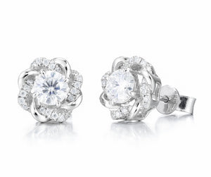 studs push back round moissanite earrings