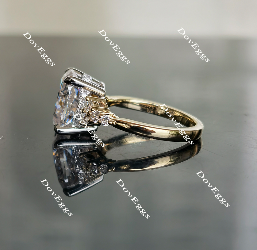 Sandra Oval side stone Moissanite Engagement Ring