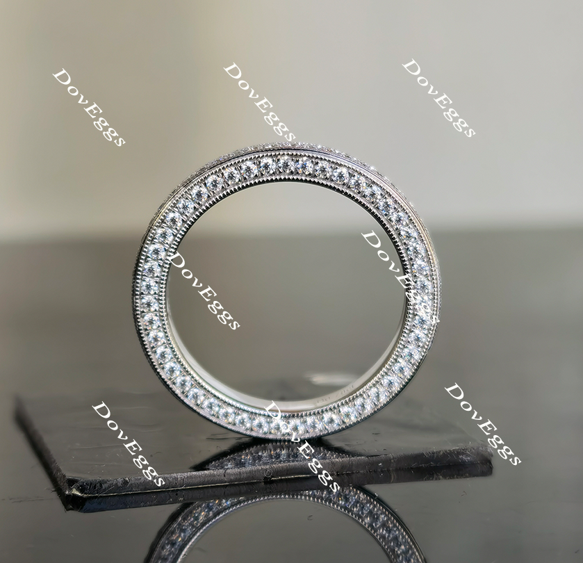 Doveggs pave moissanite/lab grown diamond wedding band (one piece of wedding band only)-2.3mm band width