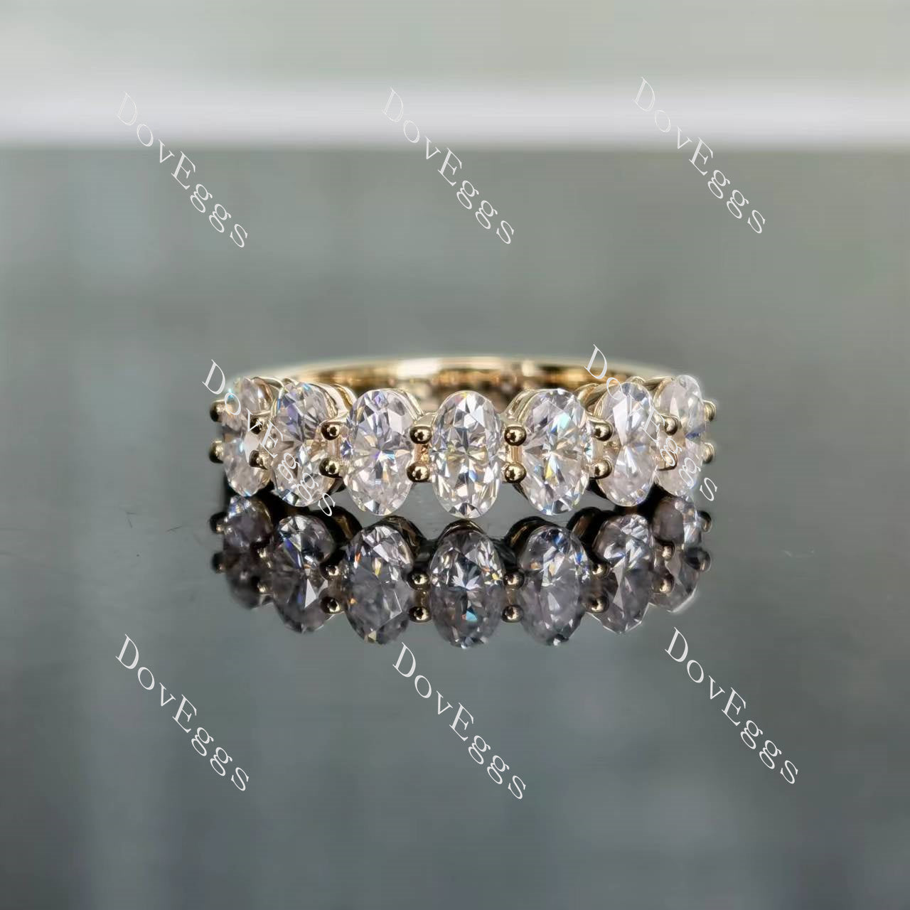 Doveggs oval eternity moissanite/lab grown diamond wedding band-2.4mm band width