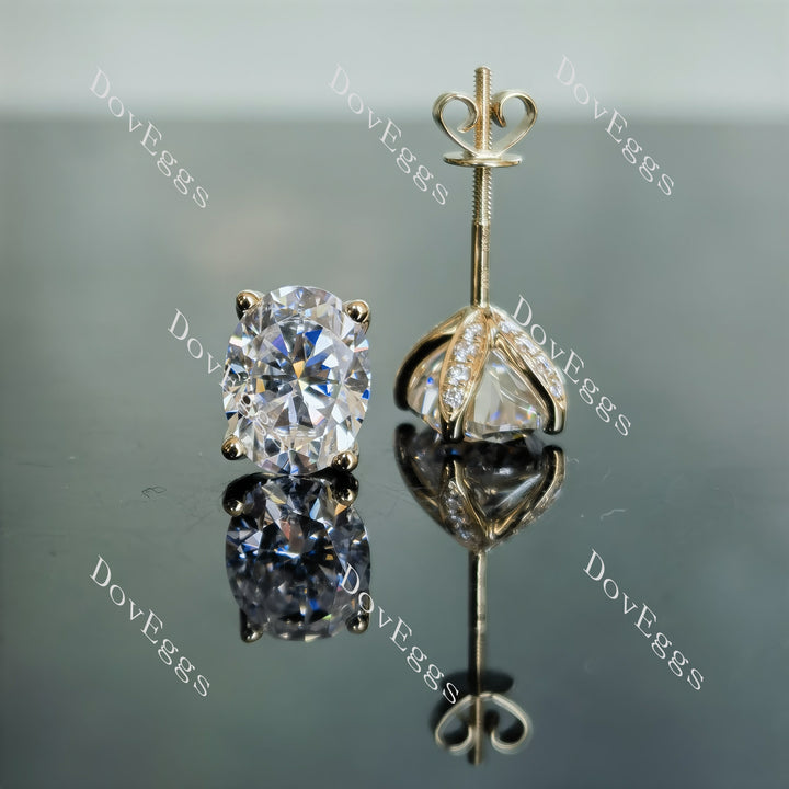 Doveggs oval moissanite push back earrings with accents for women - DovEggs-Seattle