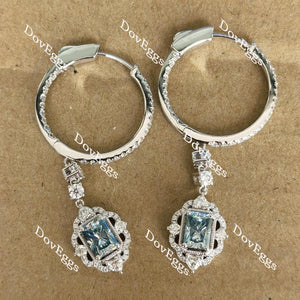 Doveggs halo radiant moissanite drop earrings for women