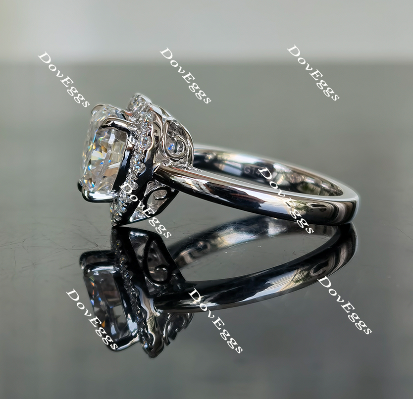 Doveggs heart halo moissanite engagement ring