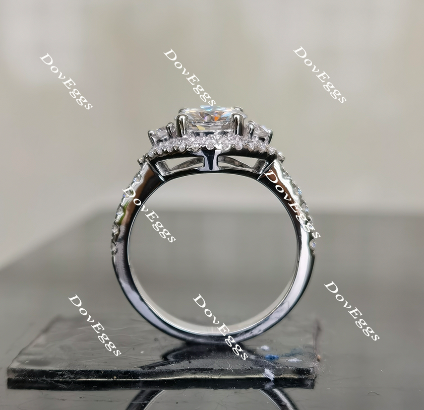 The Anna round half eternity pave halo moissanite ring