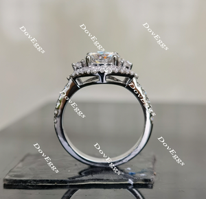 The Anna round half eternity pave halo moissanite ring