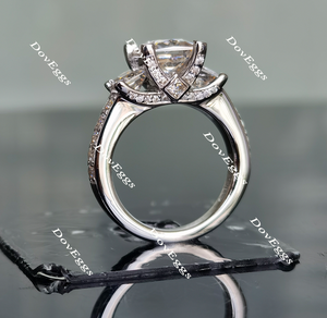 The Ginny princess side-stone half eternity pave moissanite engagement ring