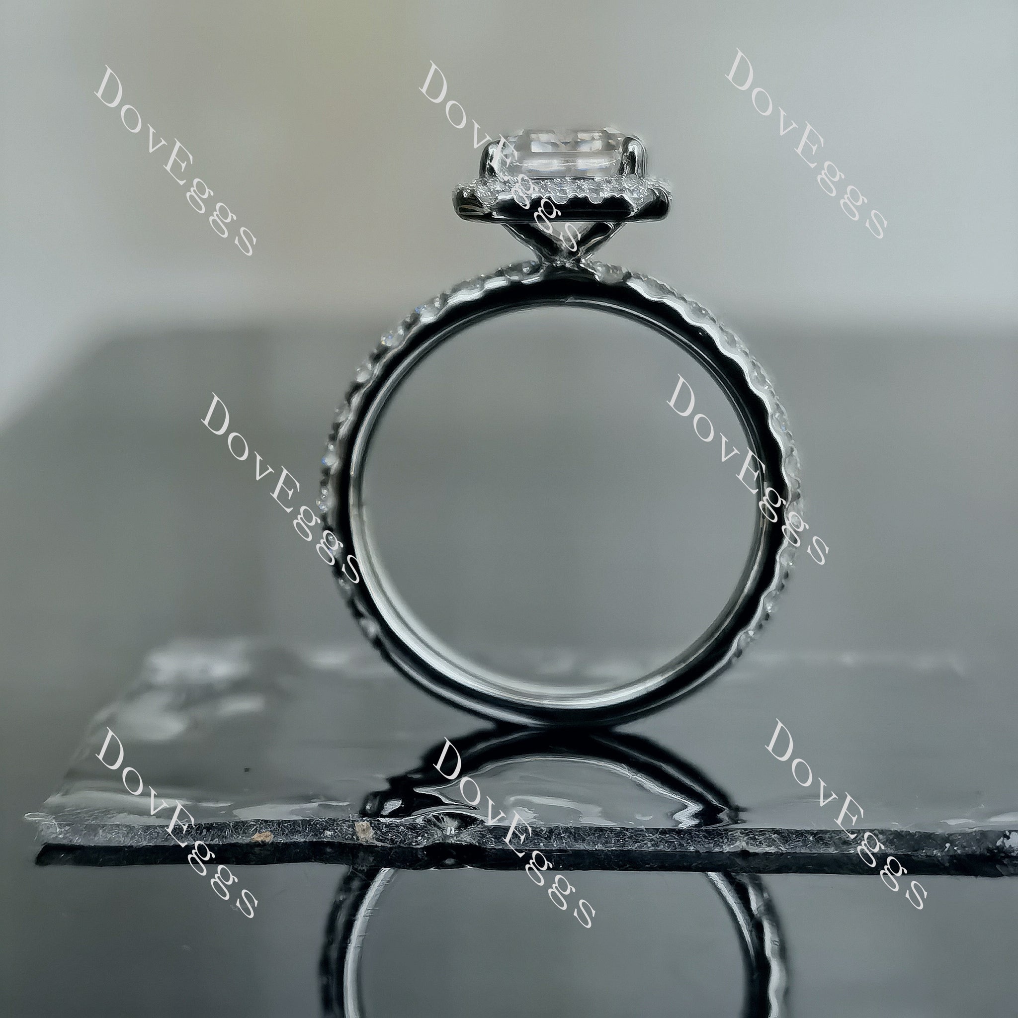 The Monreaux emerald halo pave moissanite bridal set (2 rings)