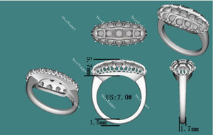 Doveggs round three rows moissanite/lab grown diamond wedding bands for women-1.7mm band width