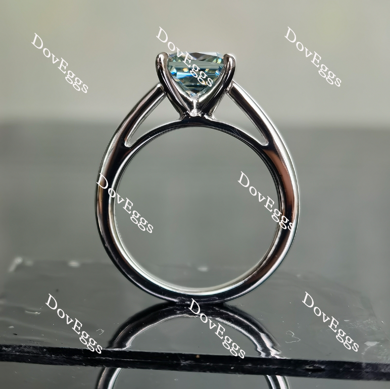 Doveggs cathedral style solitaire colored moissanite engagement ring