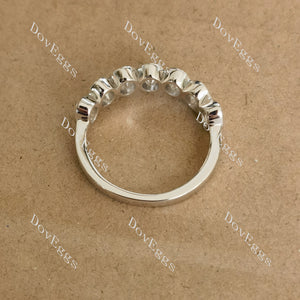 Doveggs oval seven stones bezel moissanite/lab grown diamond wedding band-2.5mm band width