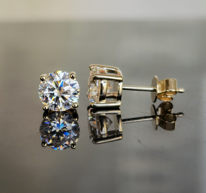 Doveggs solitaire round moissanite stud earrings for women - DovEggs-Seattle