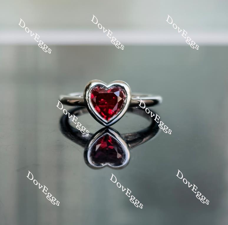 Doveggs heart bezel setting solitaire ruby colored gem engagement ring