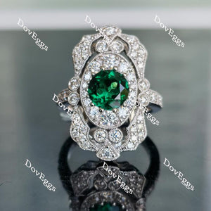 Doveggs round halo pave zambia emerald colored gem engagement ring