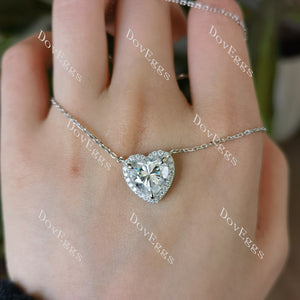 Doveggs heart halo moissanite pendant necklace (with chain)