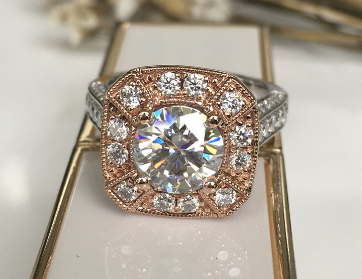 doveggs round flower shape moissanite engagement ring - DovEggs-Seattle