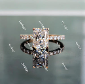 The Kaylee radiant half eternity pave moissanite ring(engagement ring only)
