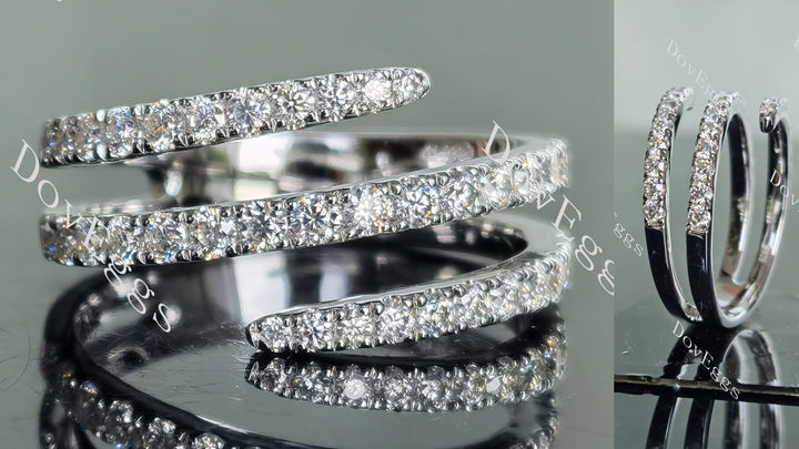 Doveggs round three line pave moissanite/lab grown diamond wedding band-5.3mm band width