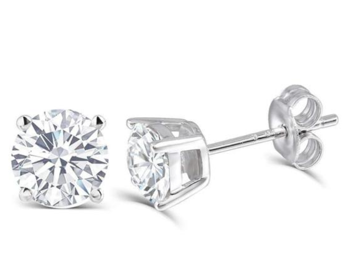 doveggs moissanite 10k white gold post 1 carat round moissanite sterling silver earring