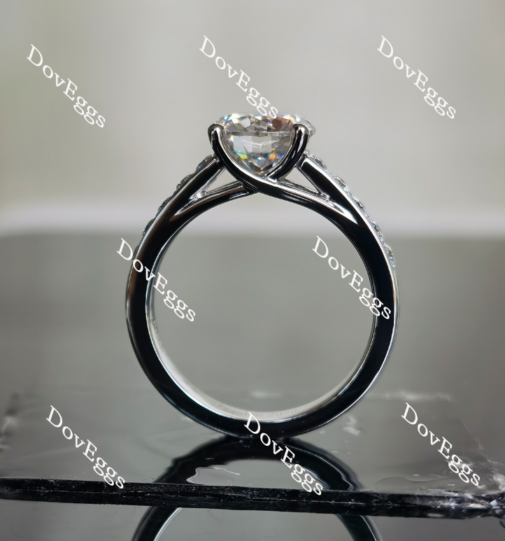 Doveggs round pave moissanite engagement ring